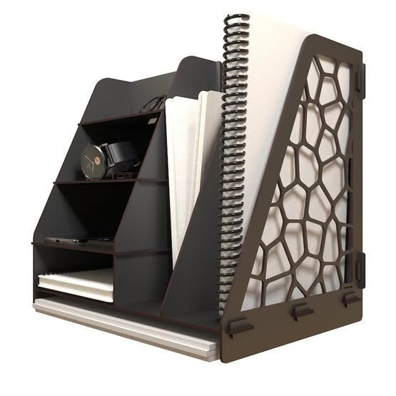 Kuk Design Siyah Voronoi Modern Ofis Masaüstü Organizer Düzenleyici Evrak Rafı