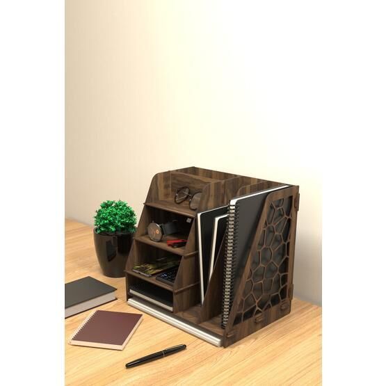 Kuk Design Siyah Voronoi Modern Ofis Masaüstü Organizer Düzenleyici Evrak Rafı