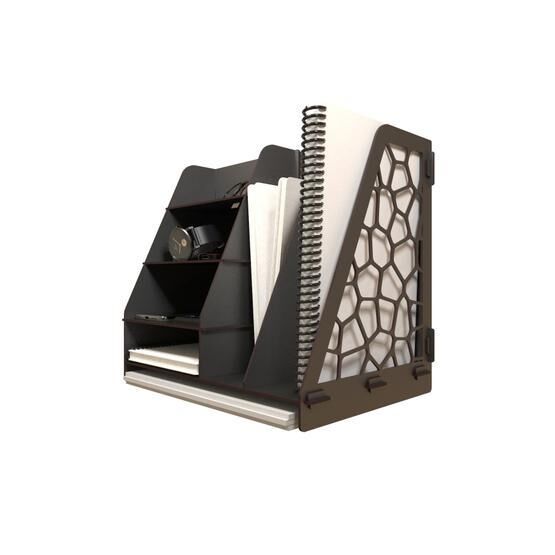 Kuk Design Siyah Voronoi Modern Ofis Masaüstü Organizer Düzenleyici Evrak Rafı