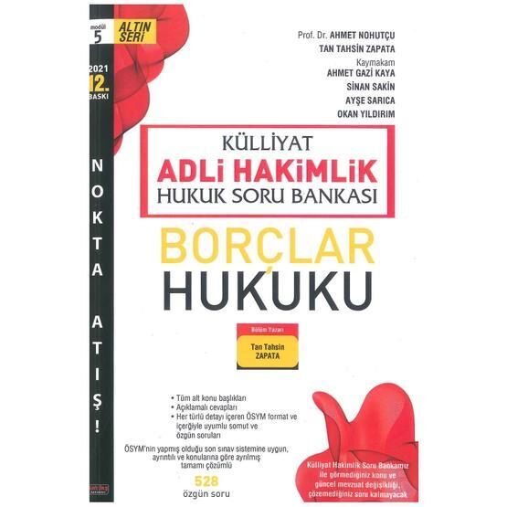 Külliyat Borçlar Hukuku Soru Bankası Adli Hakimlik 2021 Savaş Yayınevi
