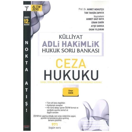 Külliyat Ceza Hukuku CMK Soru Bankası Adli Hakimlik 2021 Savaş Yayınevi