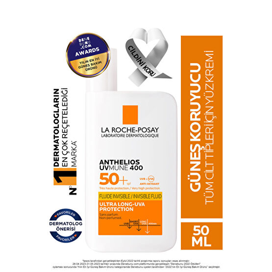 La Roche Posay Anthelios Uvmune Invisible Fluid Spf50 Karma Ve Yağlı Cilt Yüz Güneş Koruyucu 50ml Güneş Kremleri ve Losyonları Fiyatı