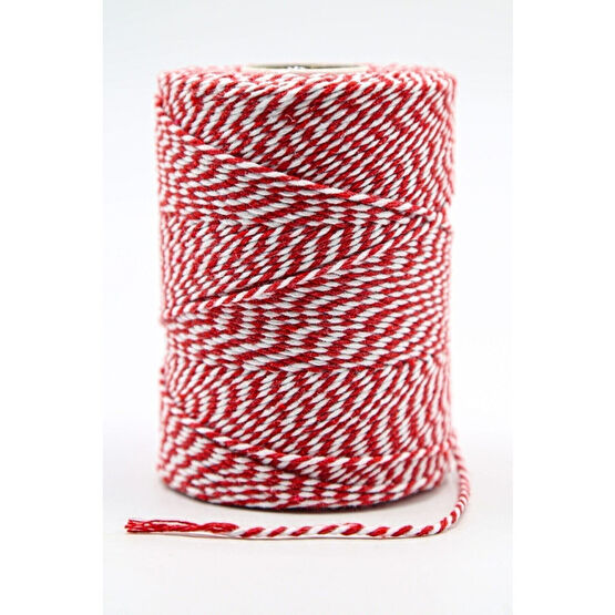 Lade Beyaz Kırmızı İki Renkli Marteniçka- Paket İpi (2-3mm-200g ) 10 Mt Hediyelik Eşya Fiyatı