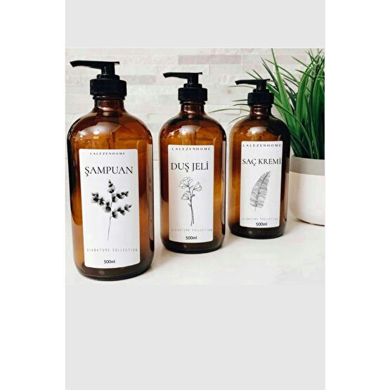 LALEZEN 3lu Amber Çiçekli Şampuan Duş Jeli Ve Saç Kremi Etiketli Plastik Şişe 500 Ml Sabunluk Fiyatı