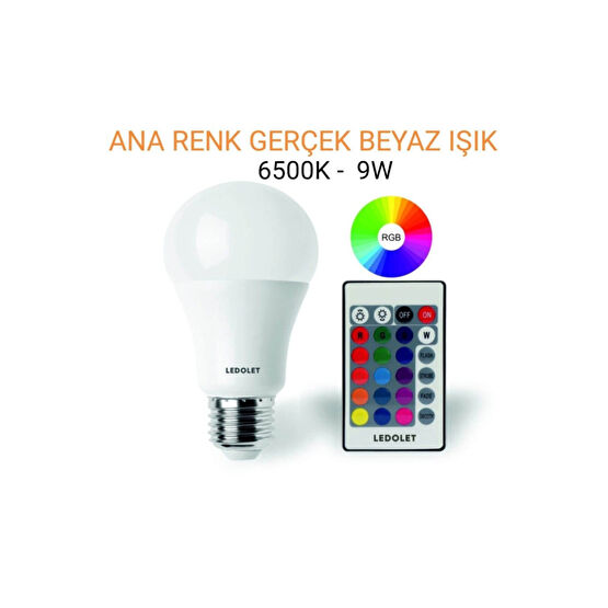 LEDOLET 9w Rgb Led Ampul Renk Değiştiren Kumandalı Klasik Ampul Fiyatı