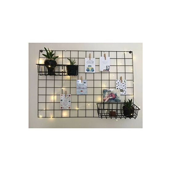 LEFİEV Tel Pano Notluk Fotoğraf Askılığı Tel Askılık Notluk + 3m Led + Metal Pano Sepetli Pano Fiyatı