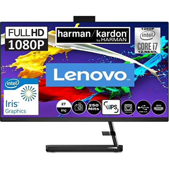 Lenovo Ideacentre Aıo 3 27IAP7 Intel Core I7 1260P 64GB 1tb HDD + 512GB SSD Windows 11 Pro 27'' Fhd All In One Bilgisayar F0GJ00GRTX Snertech Monitör PC (All-in-One) Fiyatı
