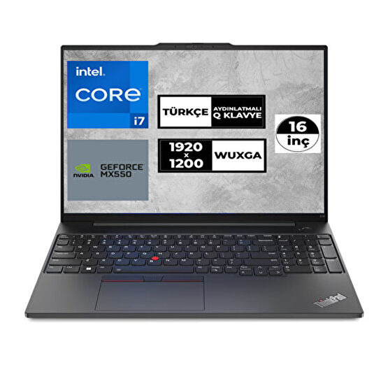 Lenovo Thinkpad E16 Gen 1 21Jqs2Mdtx Intel Core i7 1355U 16" 16 GB RAM 1 TB SSD Mx550 Wuxga FreeDOS Laptop Dizüstü Bilgisayar Fiyatı