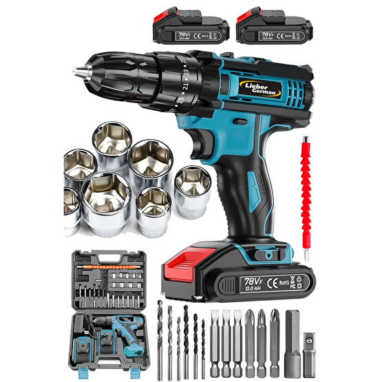 Lieber German Supra Serii 27 Pcs Set 58 V 10 Ah Bakır Sargı Çelik Şanzuman Çift Akülü Şarjlı Vidalama Matkap Akülü Vidalama Makinesi Fiyatı