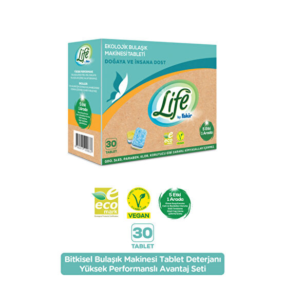 Life by Fakir Ekolojik Vegan Bulaşık Makinesi Tablet Deterjanı 30 Lu Bulaşık Yıkama Fiyatı