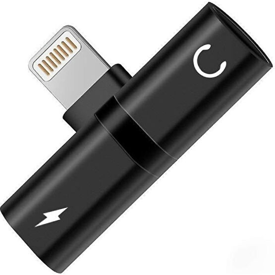 Lightning Splitter Şarj ve Kulaklık Çoğaltıcı Adaptör - Siyah Cep Telefonu Kablosu Fiyatı