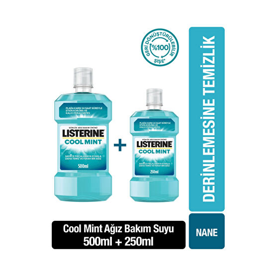 Listerine Cool Mint Ağız Bakım Suyu 500+250 ml Ağız Gargara ve Spreyi Fiyatı