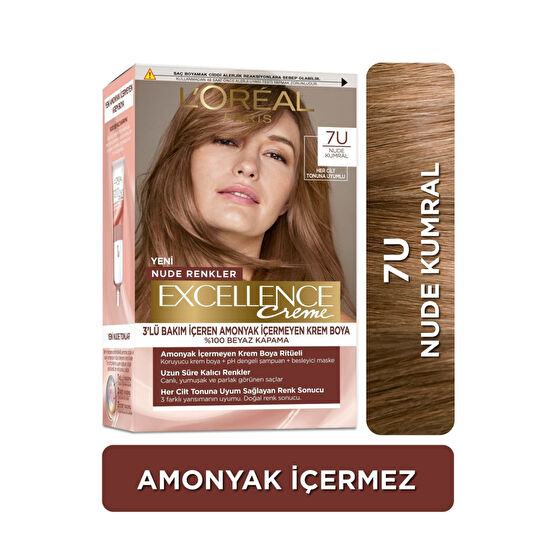 LOreal Paris Excellence Creme Nude Renkler Saç Boyası – 7u Nude Kumral