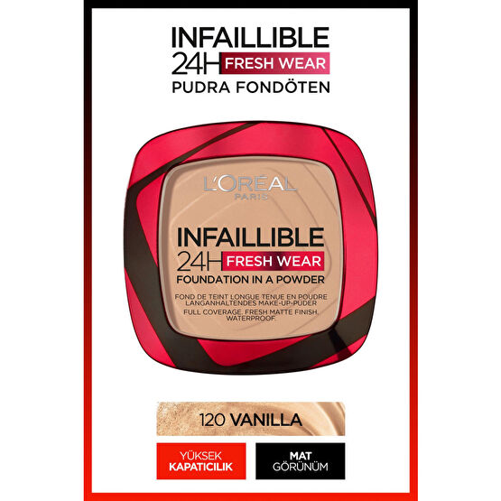 LOreal Paris Infaillible 24h Fresh Wear Pudra Fondöten 120 Vanilla Makyaj Ürünleri Fiyatı
