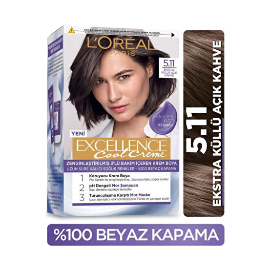 LOreal Paris L’oréal Paris Excellence Cool Creme Saç Boyası – 5.11 Ekstra Küllü Açık Kahve