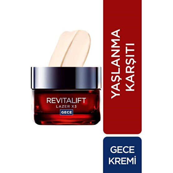LOreal Paris Paris Revitalift Lazer X3 Yaşlanma Karşıtı Gece Kremi 50 Ml
