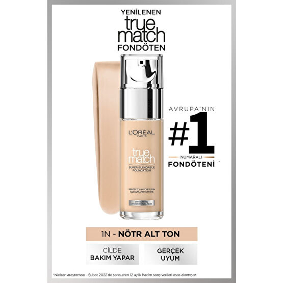 LOreal Paris True Match Bakım Yapan Fondöten 1N IVORY Fondötenler Fiyatı