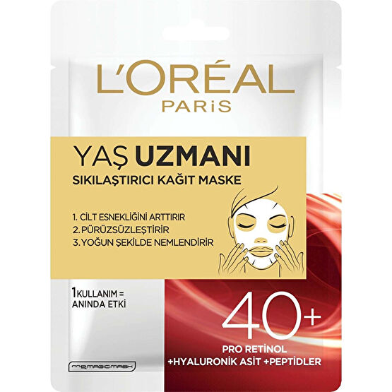 L'Oreal Paris Yaş Uzmanı 40+ Kağıt Yüz Maskesi Maskeler Fiyatı