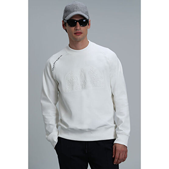 Lufian Bert Erkek Sweatshirt Kırık Beyaz Erkek Sweatshirt Fiyatı