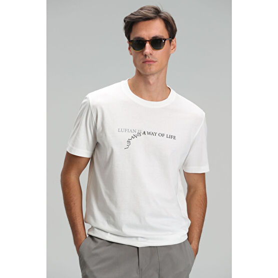 Lufian Stewart Modern Grafik T- Shirt Kırık Beyaz XL Beden