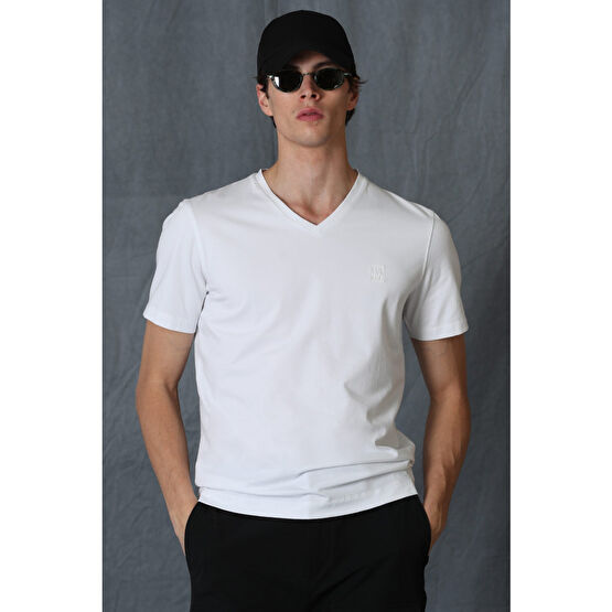 Lufian Tuna Modern Grafik T- Shirt Beyaz M Beden