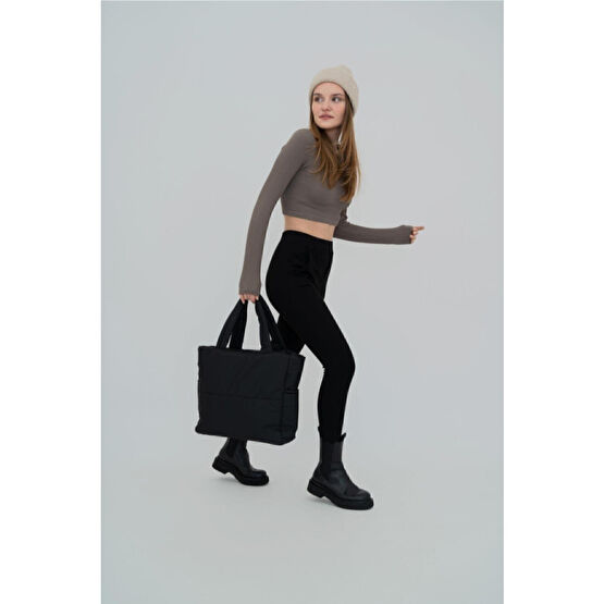 Lula Samilon Kabartmalı Puf Kumaş Shopper Çanta Napoli Siyah Unisex Çanta & Cüzdan ve Seyahat Çantaları Fiyatı
