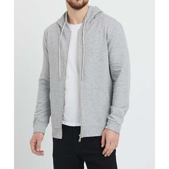 Lulu Giyim Gri  Fermuarlı Kapüşonlu Sweatshirt Hırka Erkek Hırkalar Fiyatı