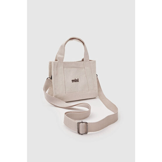 macharelbasic Mini yazılı Kanvas Kumaş astarlı Çapraz mini boy omuz Ve El Çantası krem askılı Unisex Çanta & Cüzdan ve Seyahat Çantaları Fiyatı
