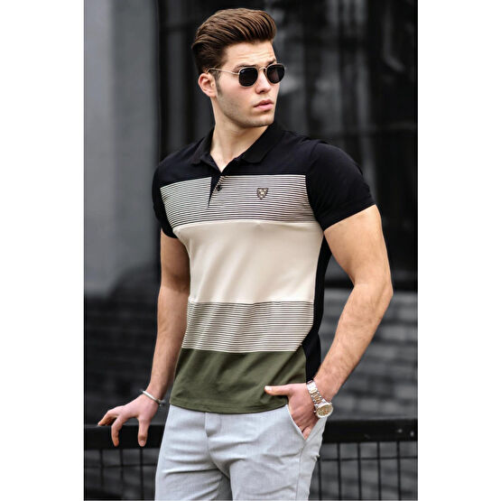 Madmext Renk Bloklu Haki Polo Yaka Erkek Tişört S Beden Erkek T-shirt Fiyatı