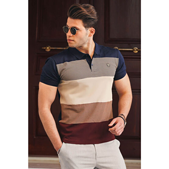 Madmext Renk Bloklu Lacivert Polo Yaka Erkek Tişört XL Beden Erkek T-shirt Fiyatı
