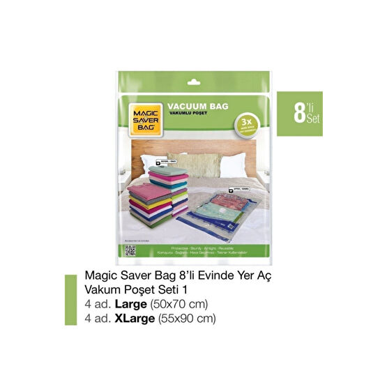 Magic Saver Bag 8’li Vakumlu Poşet Set-1 Hurç Fiyatı
