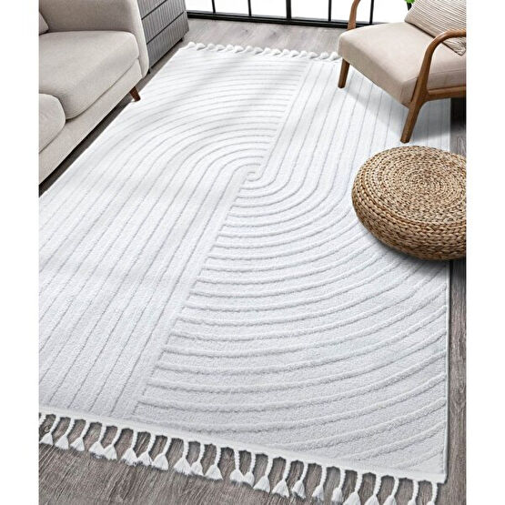 Malta İskandinav Krem Halı Salon Oturma Odası Balkon Halısı Çocuk Odası Halısı Mutfak Halısı 33410A - 120 x 180 cm Salon Halısı Fiyatı