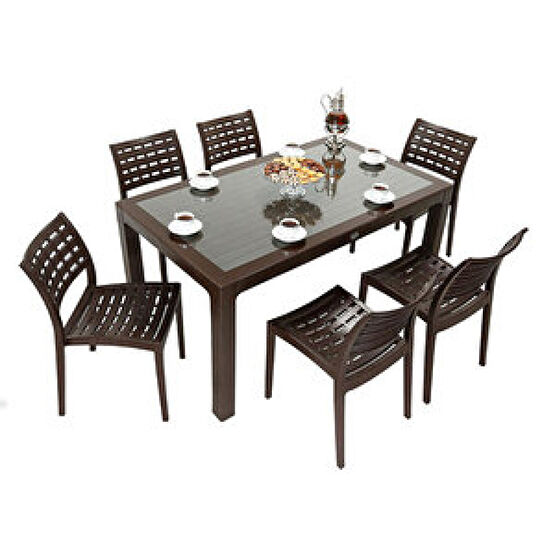 Mandella Wood 90x150 Cafe Sandalye Camlı Masa Takımı Kahverengi Bahçe Mobilyası Takımı Fiyatı