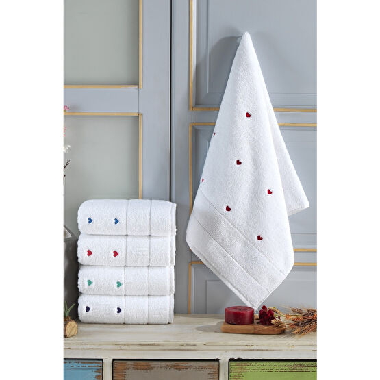 Mariva home Elif Mavi Kalp Nakışlı 50*90 1 Adet Havlu Banyo Havlusu Fiyatı