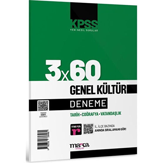 Marka Yayınları 2024 KPSS Genel Kültür 3x60 Deneme Sınavı Kaynak Kitapları Fiyatı