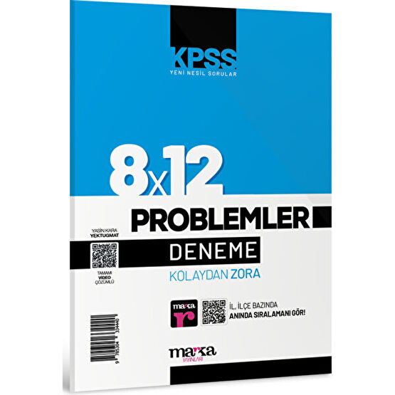 Marka Yayınları 2024 KPSS Yeni Nesil 8x12 Tamamı Video Çözümlü Problemler Deneme Kaynak Kitapları Fiyatı
