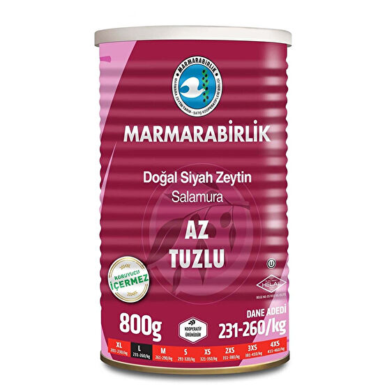 Marmarabirlik Doğal Siyah Zeytin Salamura Az Tuzlu Teneke 800 g Zeytin Fiyatı