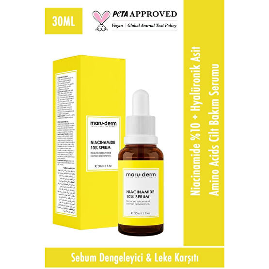 Maru.Derm Niacinamide %10 + Hyalüronik Asit + Panthenol Cilt Bakım Serumu 30 Ml