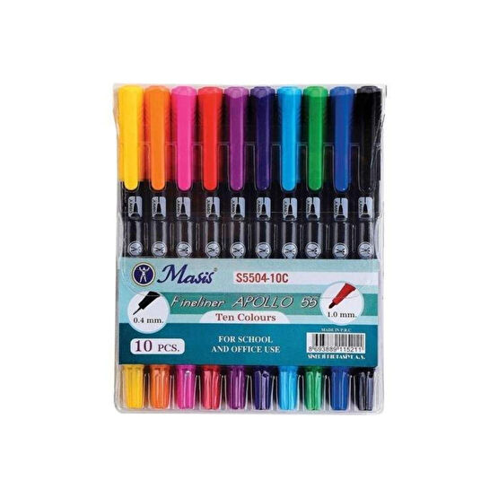 Masis Fineliner Apollo 55 10lu Çift Uçlu 1.0mm-0.4 Mm. Keçe Uçlu Kalem Fiyatı