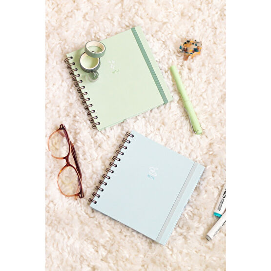Matt Notebook 15x15 Cm Kare 2li Set Spiralli Çizgili Tarihsiz Not Defteri Bulut Yıldız Defter Fiyatı
