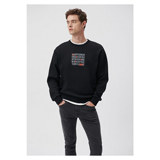 Mavi Baskılı Siyah Sweatshirt -900 XL Beden