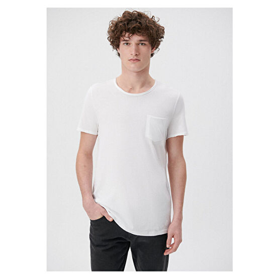 Mavi Beyaz Basic Tişört Fitted / Vücuda Oturan Kesim L Beden Bayan T-shirt Fiyatı