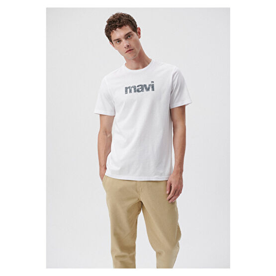 Mavi Logo Baskılı Beyaz Tişört Slim Fit / Dar Kesim -620 XS Beden