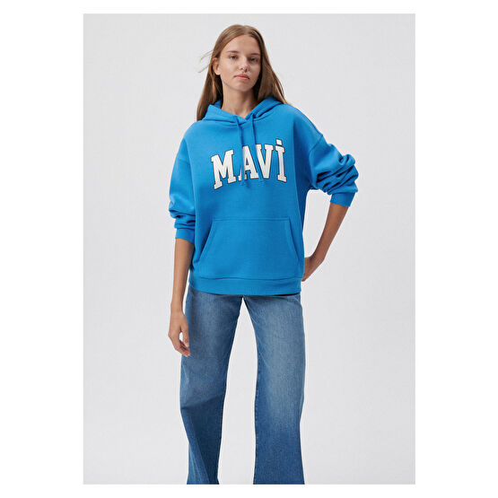 Mavi Logo Baskılı Kapüşonlu Sweatshirt -70861 M Beden