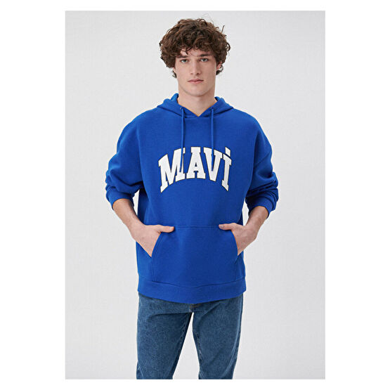 Mavi Logo Baskılı Kapüşonlu Sweatshirt -70896 S Beden