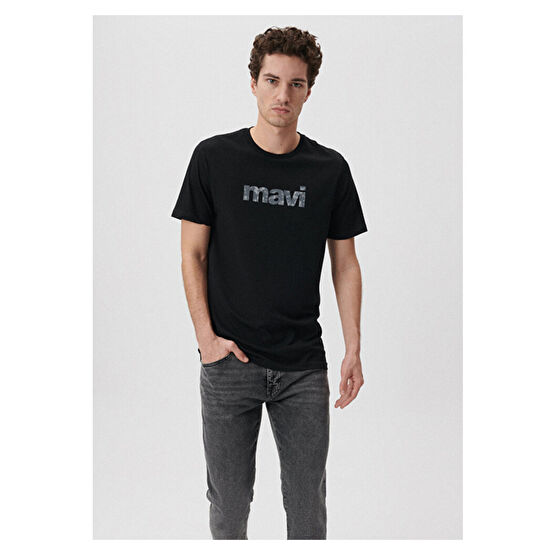 Mavi Logo Baskılı Siyah Tişört Slim Fit / Dar Kesim -900 L Beden Bayan T-shirt Fiyatı
