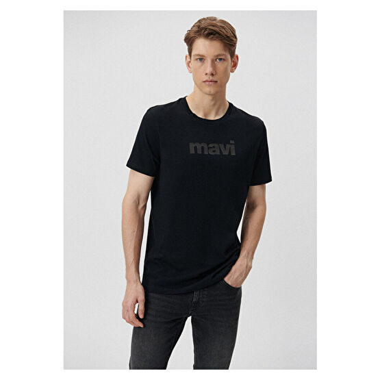 Mavi Logo Baskılı Siyah Tişört Slim Fit / Dar Kesim XS Beden