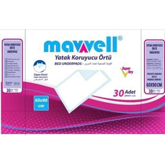 Mavvell Hasta Altı Bezi Yatak Koruyucu 60X90 cm 30 Lu 3 Paket 90 Adet - M - Beyaz Hasta Bezleri ve Temizliği Fiyatı