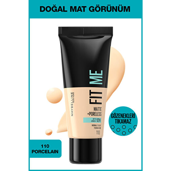 Maybelline New York Fit Me Matte+poreless Fondöten - 110 Porcelain Fondötenler Fiyatı