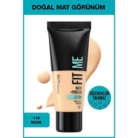 Maybelline New York Fit Me Matte+poreless Fondöten - 118 Nude